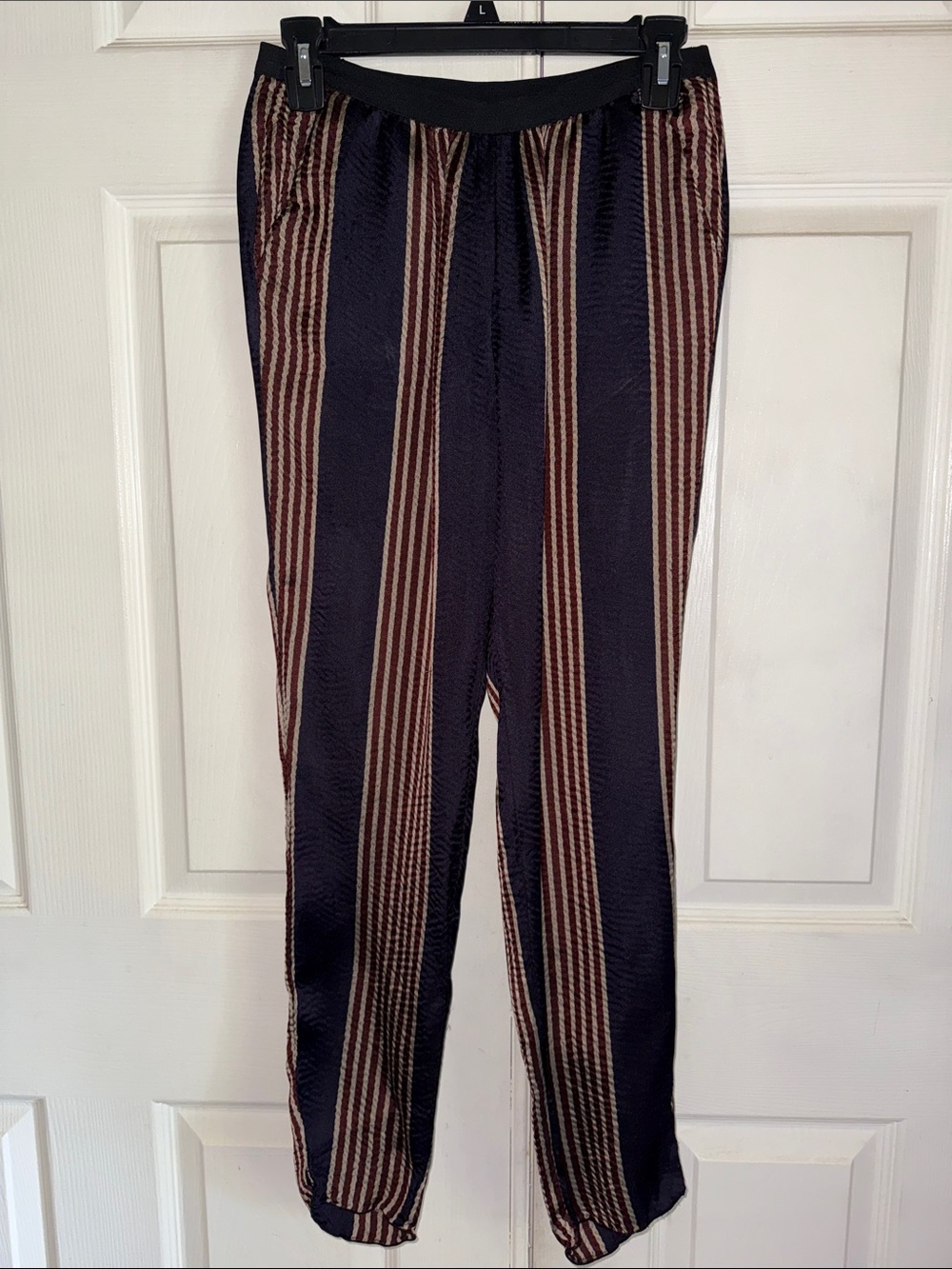 Giada Forte Striped Satin Viscose Pull On Ankle Pants